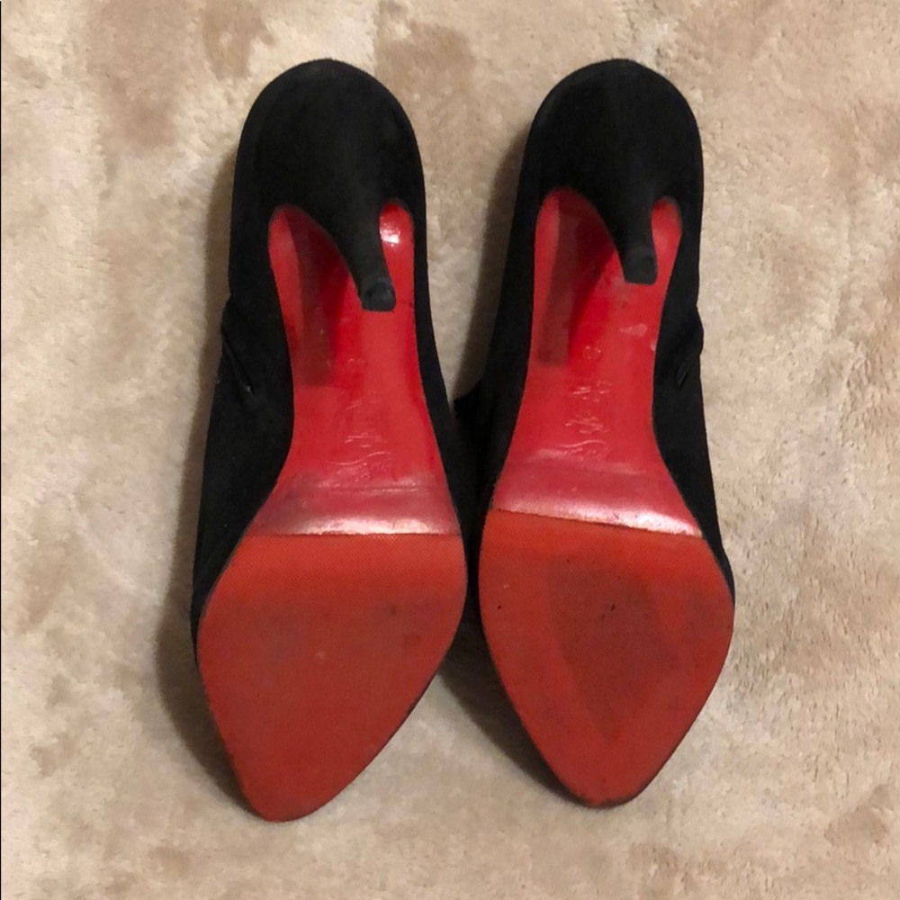 Christian Louboutin suede ankle bootie heels